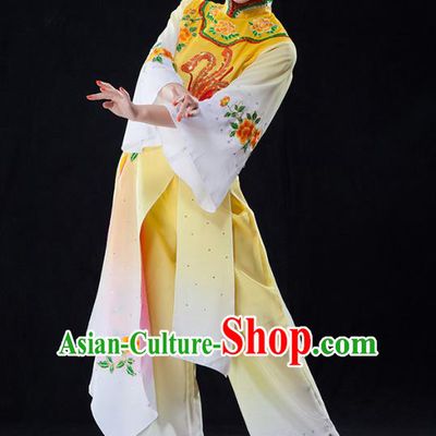 Traditional Chinese Classical Dance Umbrella Dance Water Sleeve Costume, China Folk Dance Yangko Yellow Clothing for Women