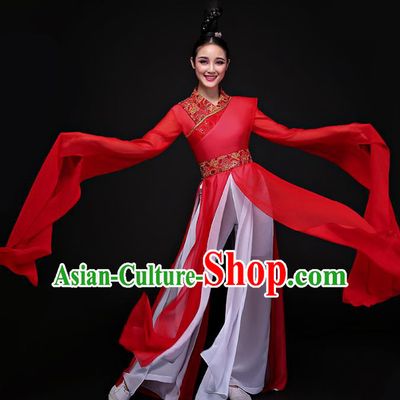 Traditional Chinese Ancient Palace Lady Dance Clothing Classical Dance Embroidered Red Dress Costume for Women