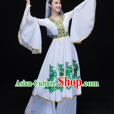 Traditional Chinese Uyghur Nationality Dance Costume, Chinese Uigurian Minority Nationality Dance Dress Clothing for Women