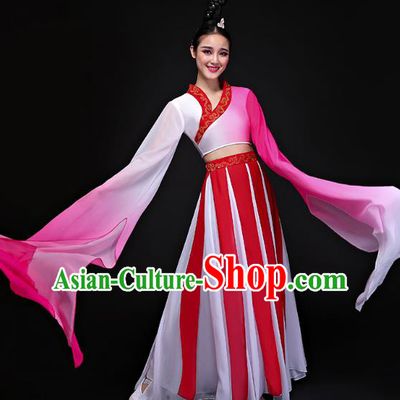 Traditional Chinese Classical Water Sleeve Dance Costume, China Yangko Folk Dance Clothing for Women
