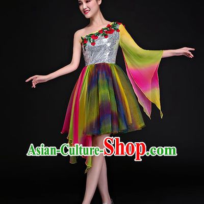 Traditional Chinese Modern Dance Bubble Dress, Opening Dance Chorus Clothing for Women