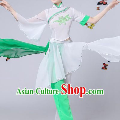 Traditional Chinese Classical Umbrella Dance Costume, China Yangko Folk Fan Dance Clothing for Women