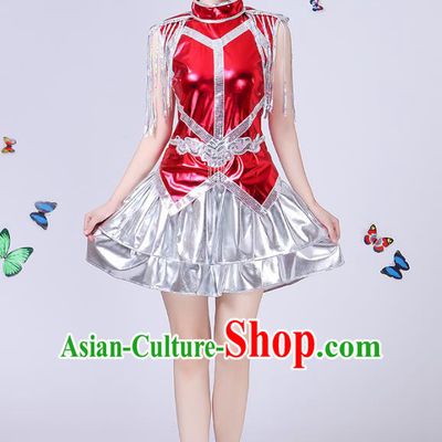 Traditional Chinese Modern Dance Opening Dance Jazz Dance Clothing Folk Dance Chorus Red Costume for Women
