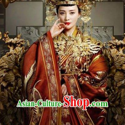 Chinese Ancient Empress Embroidered Phoenix Wedding Dresses