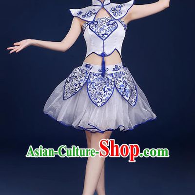 Traditional Chinese Modern Dance Opening Dance Clothing Chorus Classical Dance Short Veil Dress for Women