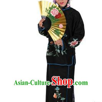 Chinese Beijing Opera Servant Girl Embroidered Black Costume, China Peking Opera Actress Embroidery Clothing