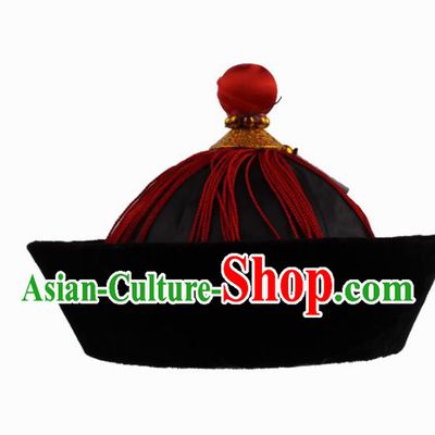 Asian Chinese Beijing Opera Qing Dynasty Minister Hat, Traditional China Peking Opera Eunuch Headwear