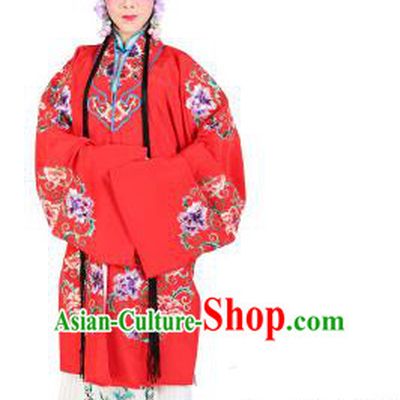 Chinese Beijing Opera Young Lady Embroidered Peony Costume, China Peking Opera Actress Embroidery Red Clothing