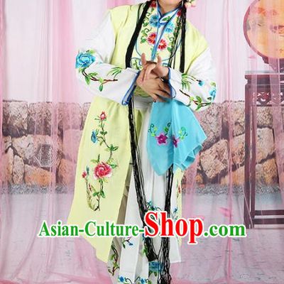 Chinese Beijing Opera Actress Young Lady Embroidered Yellow Costume, China Peking Opera Servant Girl Embroidery Clothing
