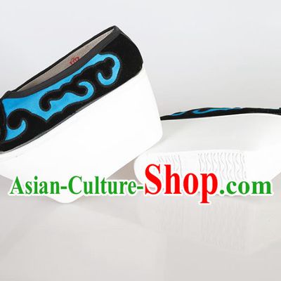 Asian Chinese Beijing Opera Niche Embroidered Shoes, Traditional China Peking Opera Young Men Hanfu Shoes