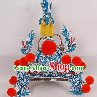 Asian Chinese Beijing Opera Warrior Helmet, Traditional China Peking Opera General Hats Headwear