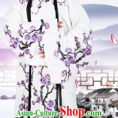 Chinese Beijing Opera Actress Embroidered Wintersweet White Costume, China Peking Opera Diva Embroidery Clothing