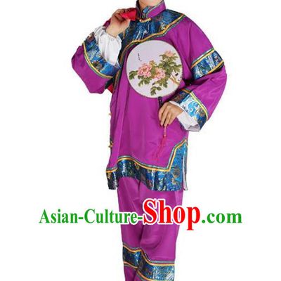 Chinese Beijing Opera Pantaloon Embroidered Purple Costume, China Peking Opera Landlord Shiva Embroidery Clothing