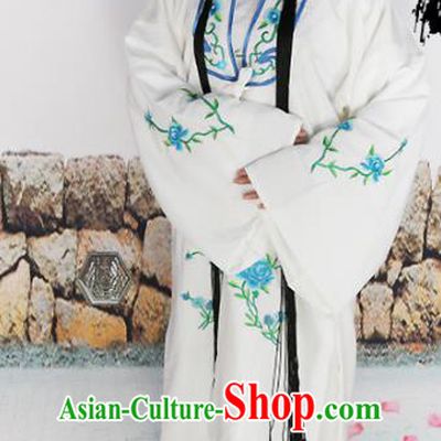 Chinese Beijing Opera Actress Nobility Lady Embroidered White Costume, China Peking Opera Diva Embroidery Clothing