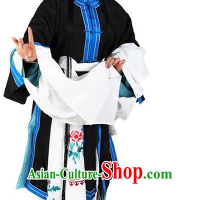 Chinese Beijing Opera Actress Tsingyi Black Costume, China Peking Opera Young Lady Embroidery Clothing