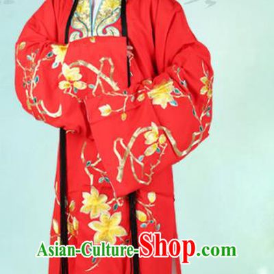 Chinese Beijing Opera Actress Embroidered Peony Red Costume, China Peking Opera Diva Embroidery Clothing