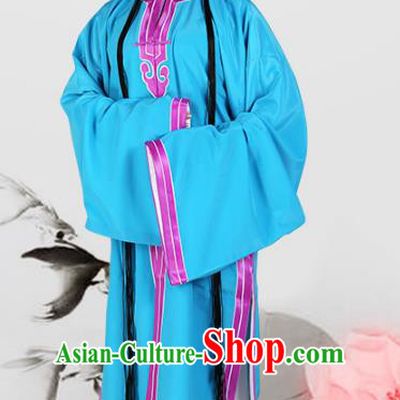 Chinese Beijing Opera Actress Young Lady Blue Cape Costume, China Peking Opera Tsingyi Embroidery Clothing