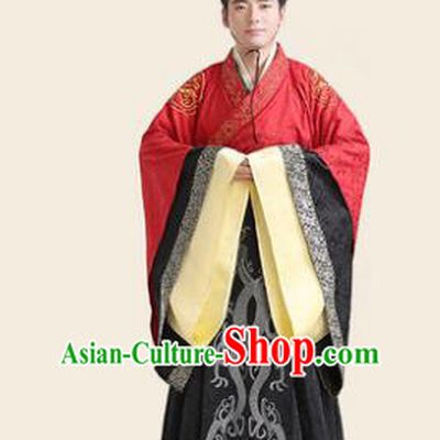 Traditional Chinese Han Dynasty Minister Wedding Costume, China Ancient Bridegroom Embroidered Hanfu Clothing for Men