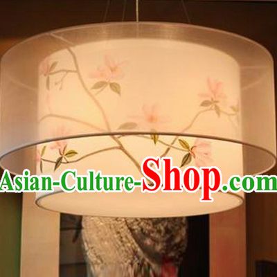 Traditional Chinese Handmade Sheepskin Painting Magnolia Flowers Palace Lantern China Ceiling Palace Lamp