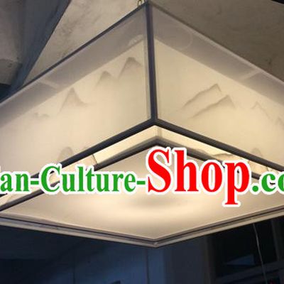 Traditional Chinese Handmade Sheepskin Painting Landscape Palace Lantern China Ceiling Square Palace Lamp