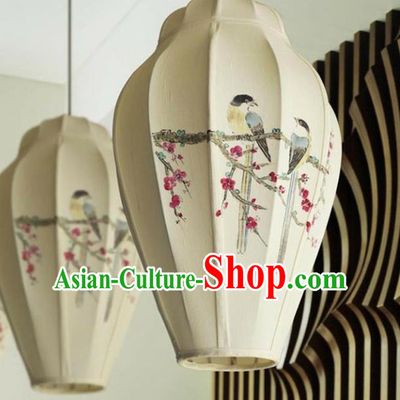 Traditional Chinese Handmade Painting Birds Palace Lantern China Desk Palace Lamp