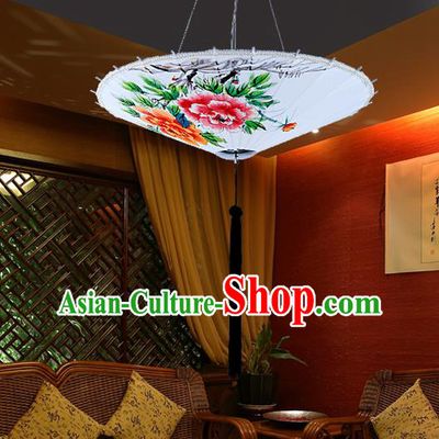 Traditional Chinese Handmade Painting Peony Palace Lantern China Ceiling Palace Lamp