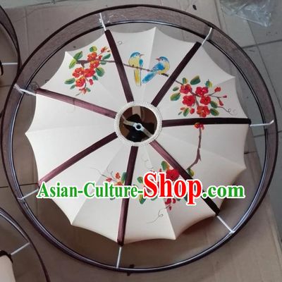 Traditional Chinese Handmade Painting Red Flowers Birds Palace Lantern China Ceiling Palace Lamp