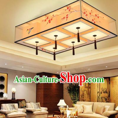 Traditional Chinese Handmade Painting Wintersweet Silk Palace Lantern China Ceiling Palace Lamp