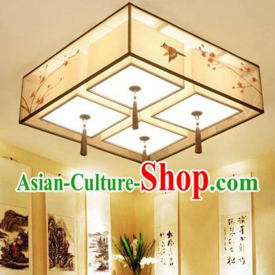 Traditional Chinese Handmade Painting Wintersweet Silk Palace Lantern China Ceiling Palace Lamp