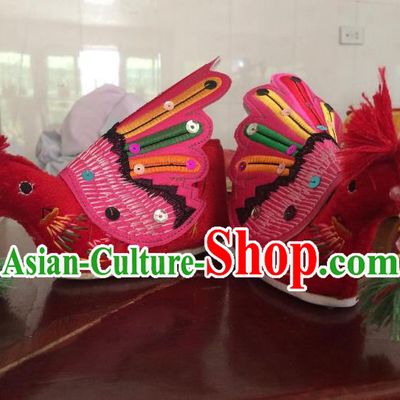 Traditional Chinese Ancient Phoenix Shoes, China Handmade Hanfu Embroidery Shoes for Women