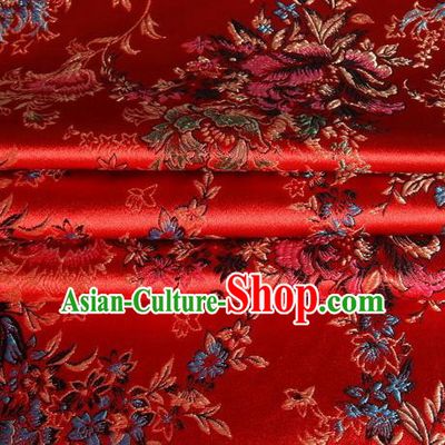 Chinese Royal Palace Traditional Costume Pattern Design Red Satin Brocade Fabric, Chinese Ancient Clothing Drapery Hanfu Cheongsam Material