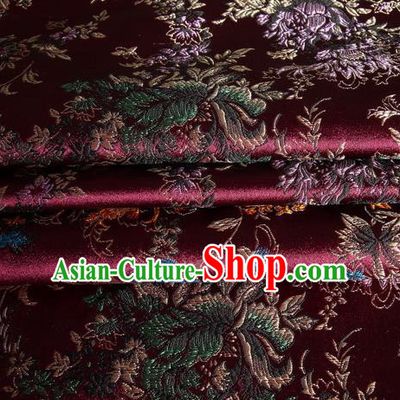 Chinese Royal Palace Traditional Costume Amaranth Satin Brocade Fabric, Chinese Ancient Clothing Drapery Hanfu Cheongsam Material