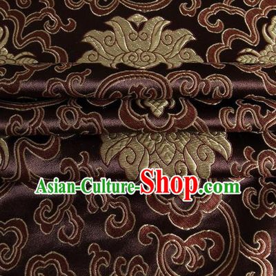 Chinese Royal Palace Traditional Costume Rich Pattern Coffee Satin Brocade Fabric, Chinese Ancient Clothing Drapery Hanfu Cheongsam Material