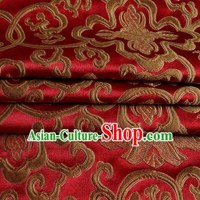 Chinese Royal Palace Traditional Costume Rich Pattern Purplish Red Satin Brocade Fabric, Chinese Ancient Clothing Drapery Hanfu Cheongsam Material