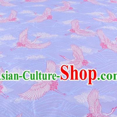 Chinese Traditional Costume Royal Palace Jacquard Weave Crane Lilac Brocade Kimono Fabric, Chinese Ancient Clothing Drapery Hanfu Cheongsam Material