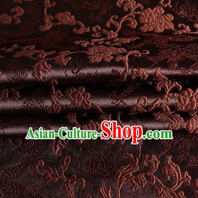 Chinese Traditional Costume Royal Palace Dragons Pattern Coffee Satin Brocade Fabric, Chinese Ancient Clothing Drapery Hanfu Cheongsam Material