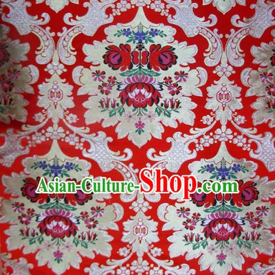 Chinese Traditional Costume Royal Palace Lotus Pattern Satin Nanjing Brocade Fabric, Chinese Ancient Clothing Drapery Hanfu Cheongsam Material
