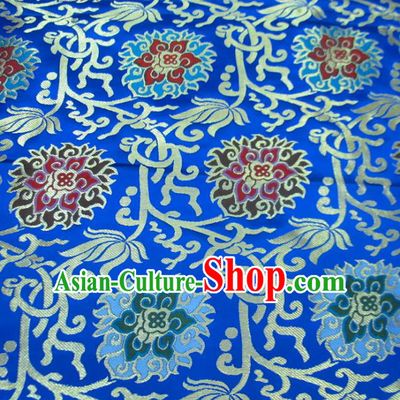 Chinese Traditional Costume Royal Palace Rose Pattern Royalblue Satin Nanjing Brocade Fabric, Chinese Ancient Clothing Drapery Hanfu Cheongsam Material