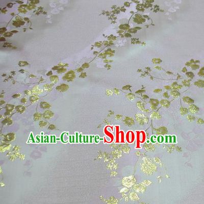 Chinese Traditional Costume Royal Palace Golden Wintersweet Pattern Satin Pink Brocade Fabric, Chinese Ancient Clothing Drapery Hanfu Cheongsam Material