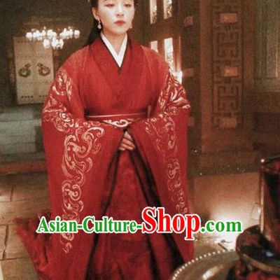 Traditional Chinese Tang Dynasty Palace Princess Wedding Embroidered Costume and Headpiece Complete Set for Women