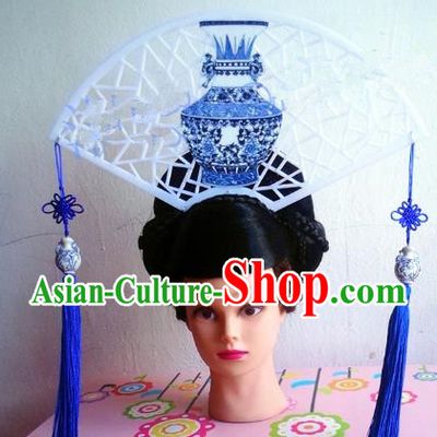 Asian Traditional China Tassel Headpiece Model Show Headdress Ceremonial Occasions Handmade Hair Accessories