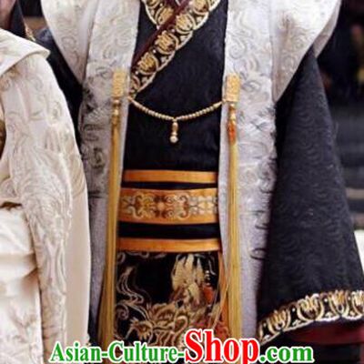 Traditional Chinese Tang Dynasty Imperial Emperor Clothing, China Ancient Majesty Embroidered Costume and Headpiece Complete Set for Men