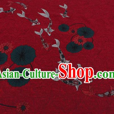 Chinese Traditional Costume Royal Palace Jacquard Weave Red Brocade Fabric, Chinese Ancient Clothing Drapery Hanfu Cheongsam Material