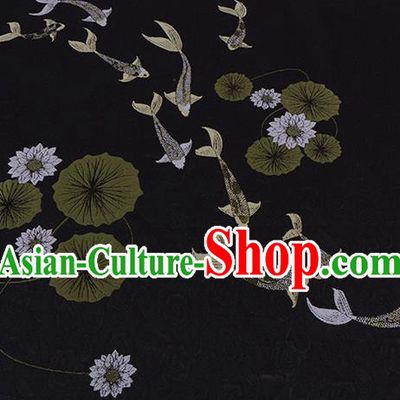 Chinese Traditional Costume Royal Palace Jacquard Weave Black Brocade Fabric, Chinese Ancient Clothing Drapery Hanfu Cheongsam Material