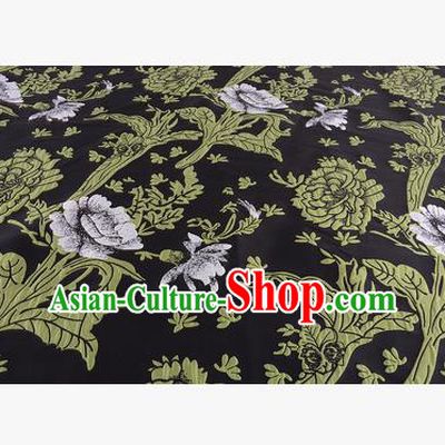 Chinese Traditional Costume Royal Palace Jacquard Weave Black Satin Brocade Fabric, Chinese Ancient Clothing Drapery Hanfu Cheongsam Material