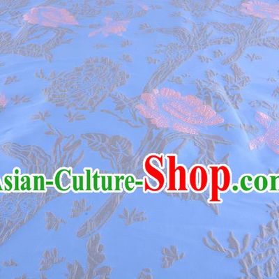 Chinese Traditional Costume Royal Palace Jacquard Weave Blue Satin Brocade Fabric, Chinese Ancient Clothing Drapery Hanfu Cheongsam Material