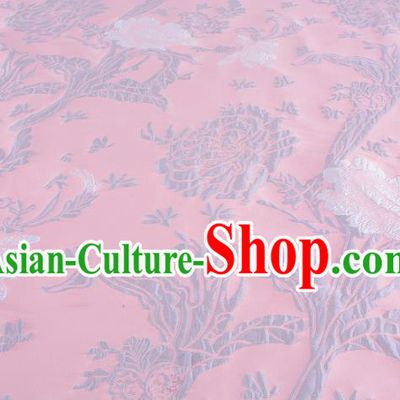 Chinese Traditional Costume Royal Palace Jacquard Weave Pink Satin Brocade Fabric, Chinese Ancient Clothing Drapery Hanfu Cheongsam Material