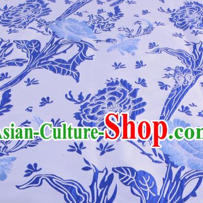 Chinese Traditional Costume Royal Palace Jacquard Weave White Satin Brocade Fabric, Chinese Ancient Clothing Drapery Hanfu Cheongsam Material