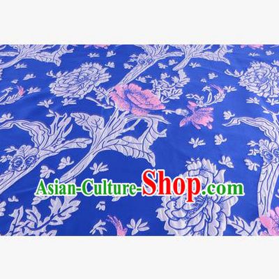 Chinese Traditional Costume Royal Palace Jacquard Weave Deep Blue Satin Brocade Fabric, Chinese Ancient Clothing Drapery Hanfu Cheongsam Material