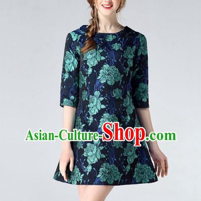 Chinese Traditional Costume Royal Palace Green Peony Jacquard Weave Brocade Fabric, Chinese Ancient Clothing Drapery Hanfu Cheongsam Material